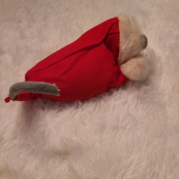1980s Annalee Christmas Mouse Holly Sleepy Nestled in Christmas Stocking Vtg - Picture 5 of 9